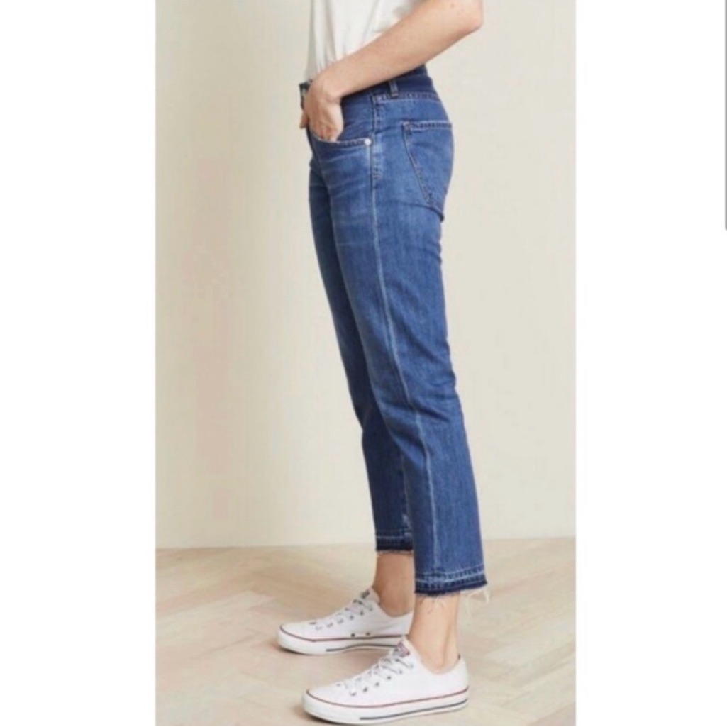 Citizens Of Humanity Emerson Crop Slim Boyfriend Jeans Raw Hem Mid Rise Denim